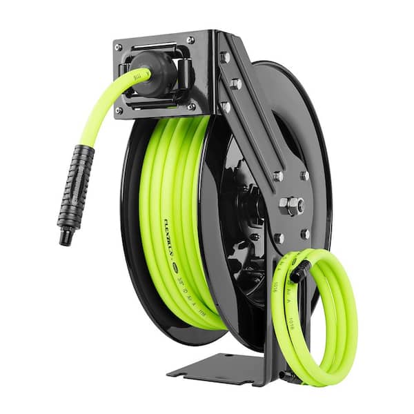Flexzilla 3/8 in. x 50 ft. Open Faced Retractable Air Hose Reel with Single Axle Arm & 1/4 in. MNPT Fitting