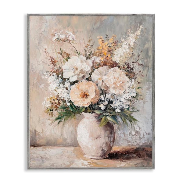Stupell Industries Bouquet of Wildflowers by Petal Prints Design Gray Framed Nature Giclee Art Print 30 in. x 24 in.