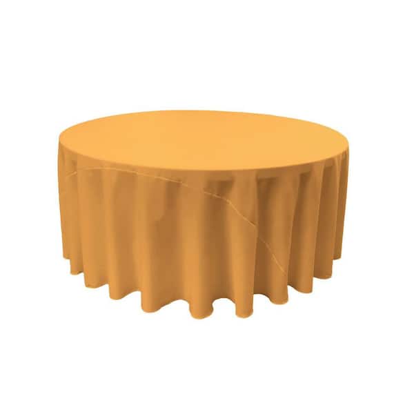 132 in. Round Gold Polyester Poplin Tablecloth