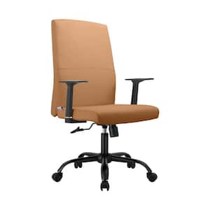 Evander Modern Faux Leather Office Chair in Aluminum with Adjustable Height and Swivel, Acorn Brown