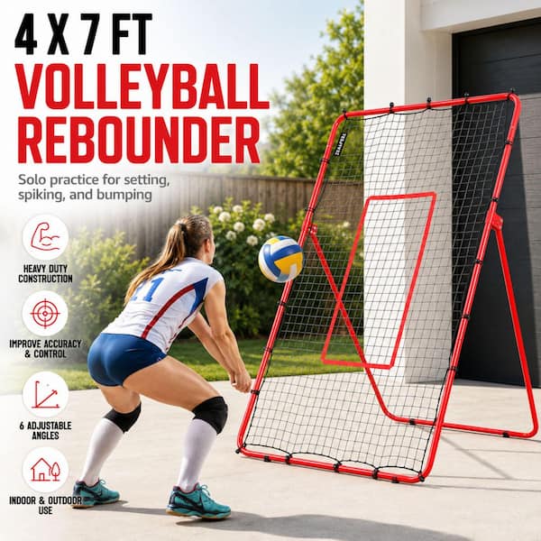 ZEALFEEL Volleyball Rebounder 4 x 7 ft. , 6-Angle Adjustable