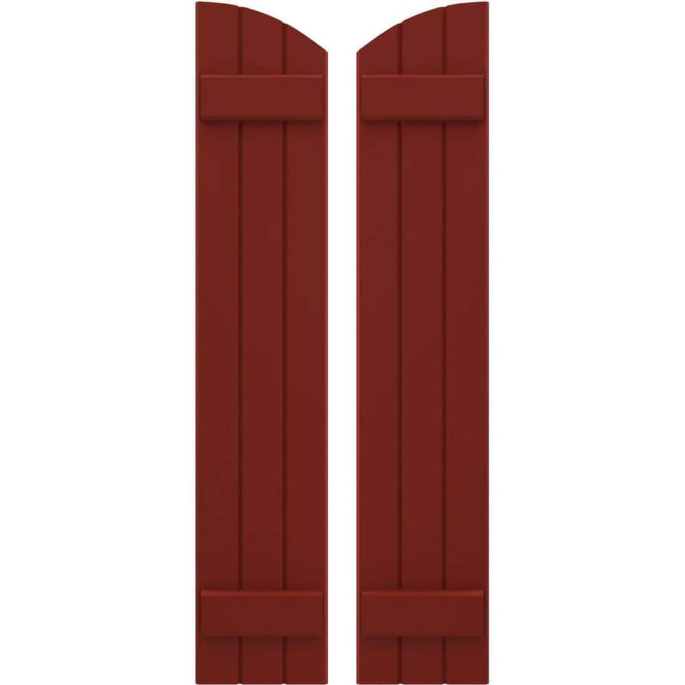 10-1/2 in. W x 55 in. H Americraft Exterior Real Wood Joined Board and Batten Shutters Elliptical Top Pepper Red price history on PriceWatchPro