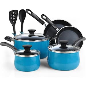 Cook N Home Ceramic Coating Nonstick 10PC Aluminum Cookware Set,Grey 02687  - The Home Depot