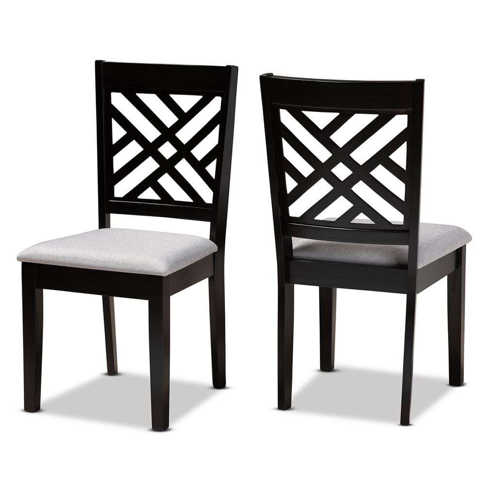 Espresso & Gray Upholstered Parsons High-Back Side Chair