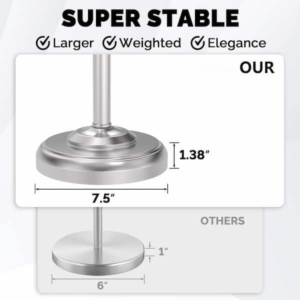 FreeStanding Toilet Paper Holder in Brushed Nickel, Toilet Paper Holder Stand with Post Pivoting and Weighted Base