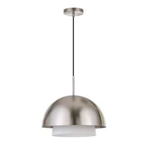 Octavia 1-Light Brushed Nickel Pendant with Frosted White Glass Shade