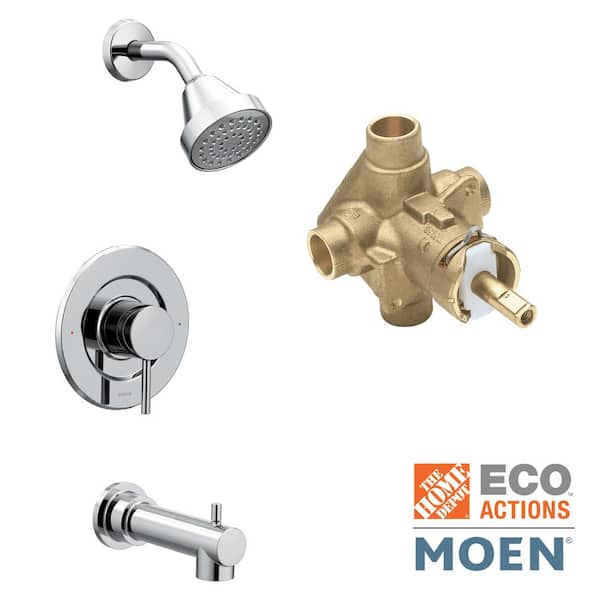 MOEN Align Single-Handle 1-Spray Posi-Temp Tub and Shower Faucet in Chrome (Valve Included)