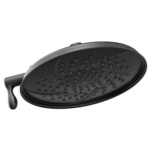 Isabel 2-Spray Patterns 9 in. Single Wall Mount Full Spray Fixed Showerhead in Matte Black