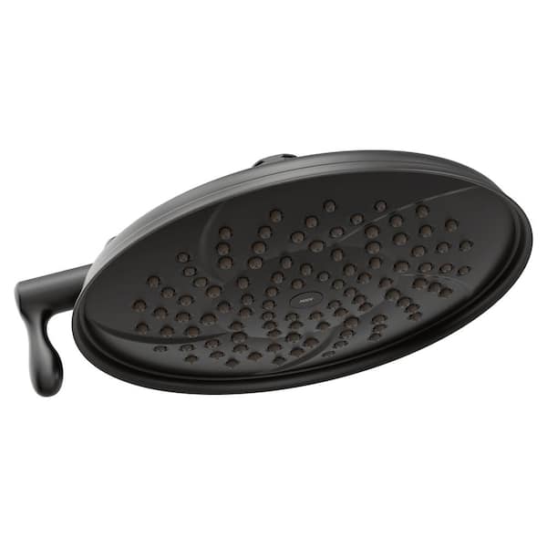 Isabel 2-Spray Patterns 9 in. Single Wall Mount Full Spray Fixed Showerhead in Matte Black