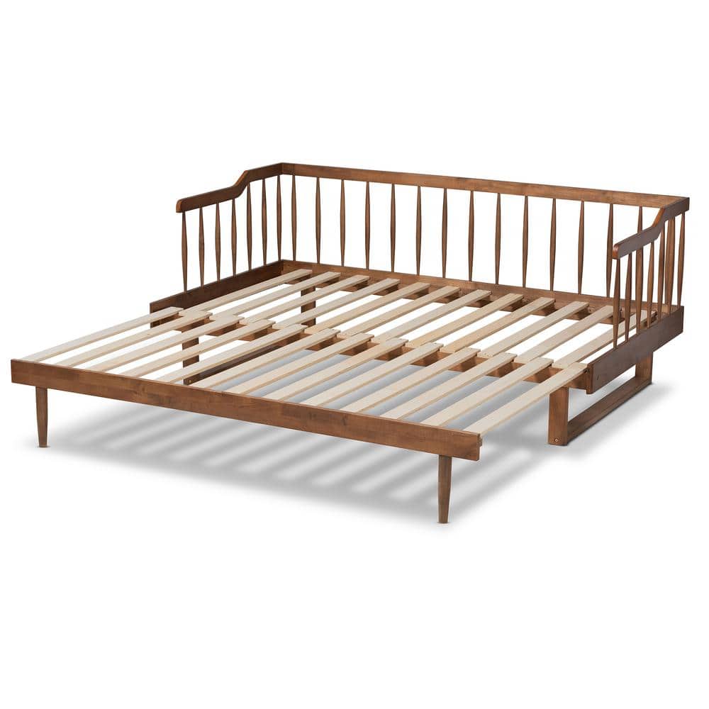 Walnut Wood Twin to King Spindle Daybed with Slats