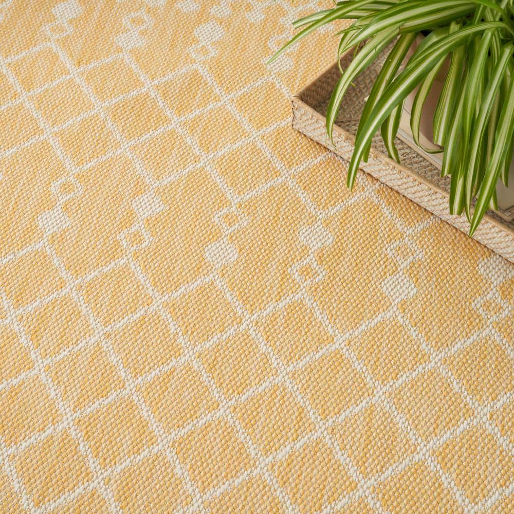 Yellow Moroccan Trellis Synthetic Flatweave Rug 4' x 6'