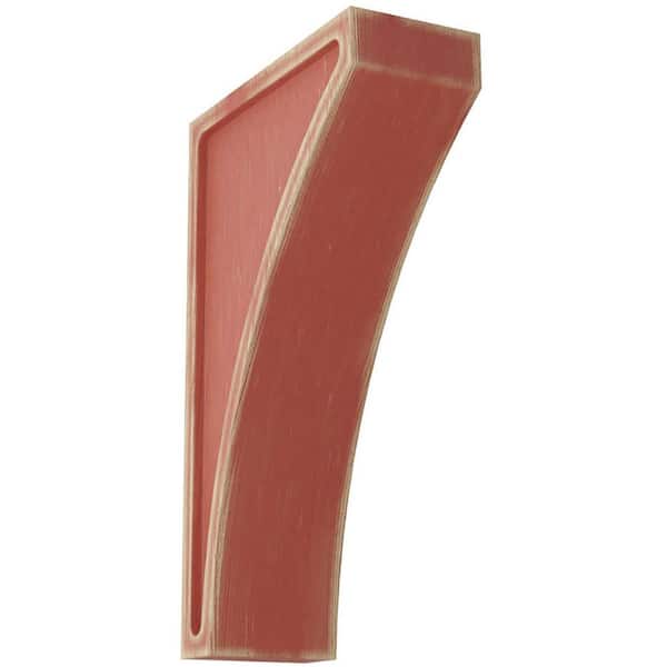 Ekena Millwork 3 in. x 12 in. x 7-1/2 in. Salvage Red Extra Large Lawson Wood Vintage Decor Corbel