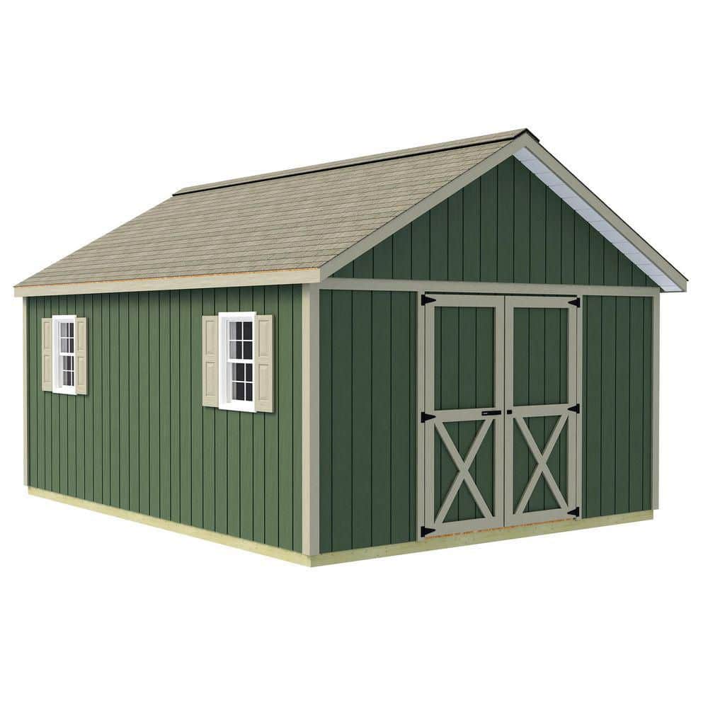 Brandon 12' x 16' Gray Wood Storage Shed Kit with Windows
