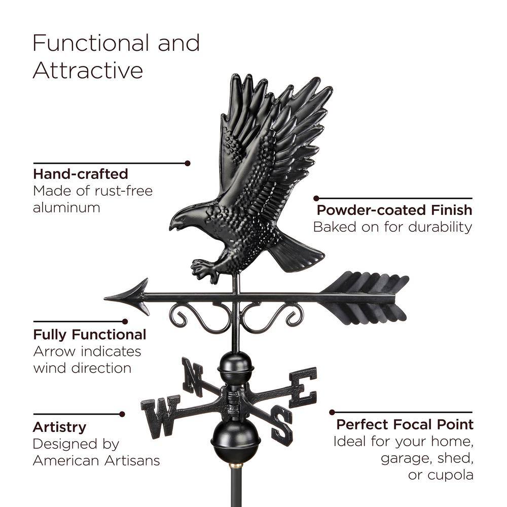 Manchester Square Vinyl Cupola with Black Aluminum Roof and Eagle Weathervane
