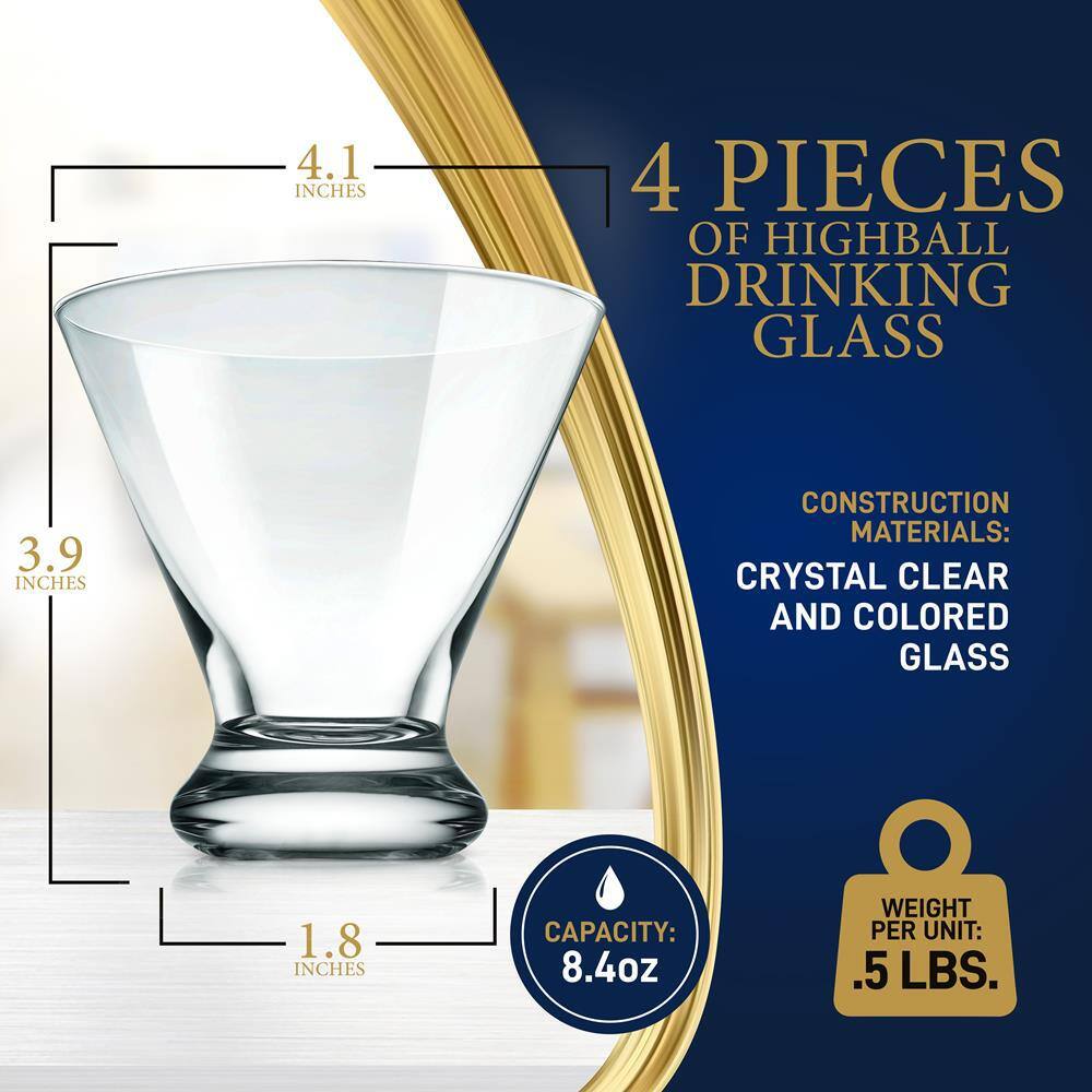 NutriChef 8.4oz Ultra Clear Hand Blown Whiskey Glass Set