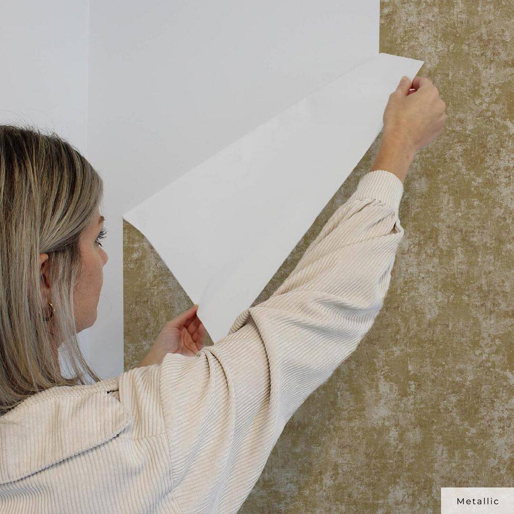 Gold Distressed Leaf Peel and Stick Wallpaper Roll