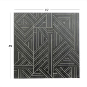 Wood Black Linear Geometric Wall Decor