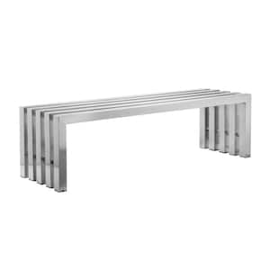 Chrome Dining Bench Backless with Sleek Design 58 in.