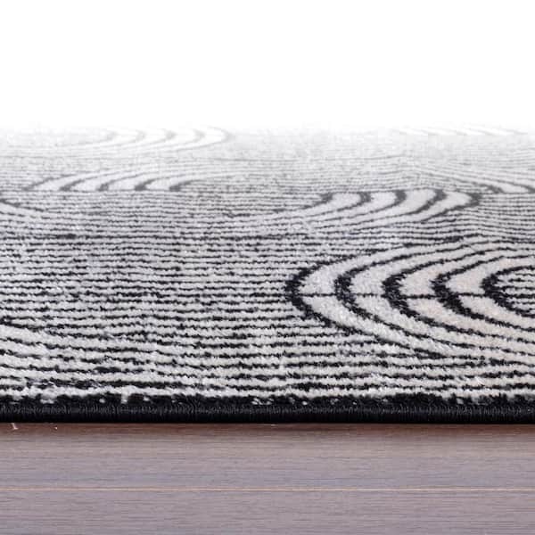 Modern Arch Pattern Stripe 5 ft. x 7 ft. Area Rug Cream