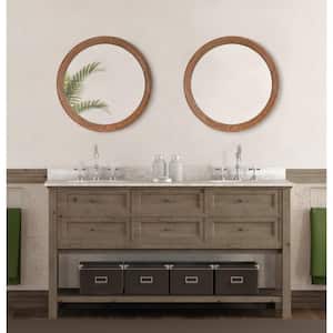 Hartman 24 in. x 24 in. Classic Round Framed Brown Wall Mirror