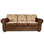 Angler's Cove 88 in. Tapestry Pattern Faux Leather 3-Seater English Rolled Arm Sofa with Removable Cushions