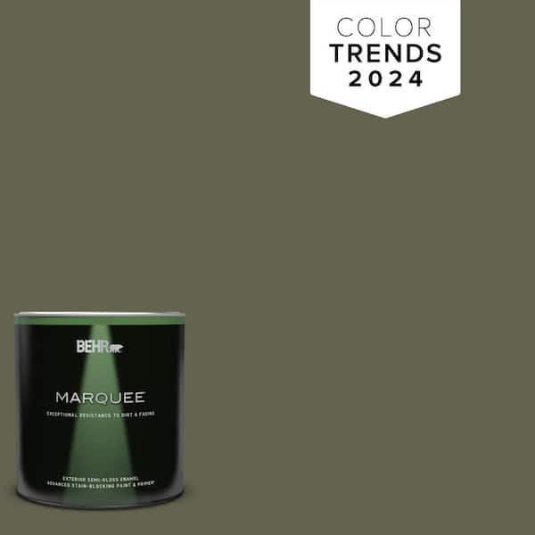 BEHR MARQUEE 1 qt. #N350-7A Mountain Olive Semi-Gloss Enamel Exterior Paint & Primer