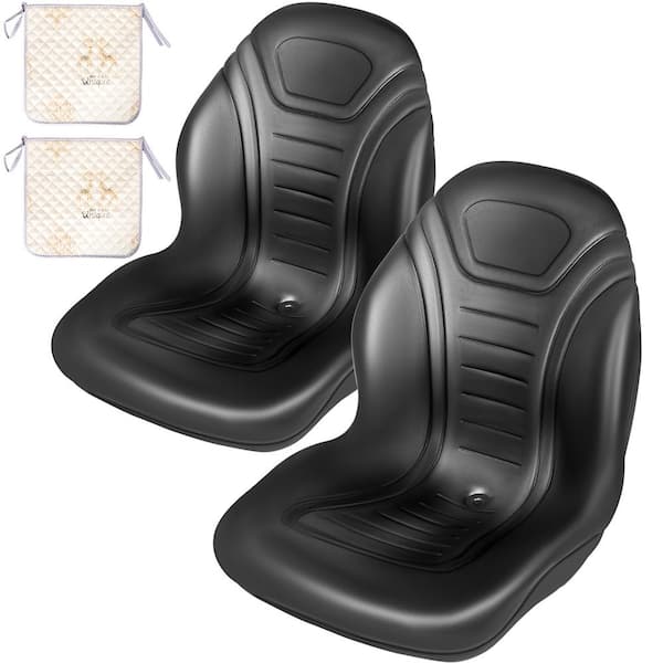 VEVOR 18.8 x 23.1 x 20.6 in. Universal Tractor Seat with Central Drain Hole Vinyl Compact High Back Mower Seat Pair, Black