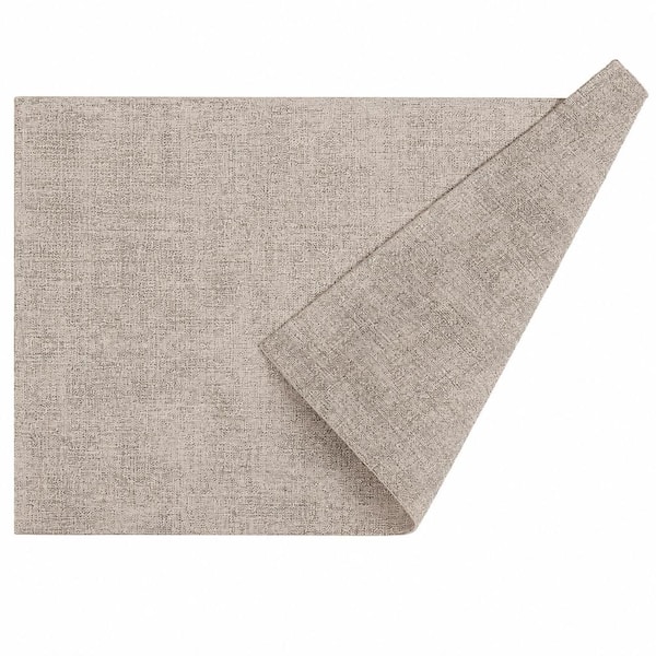 11.8 in. x 17 in. Light Brown Faux Leather Placemats, Waterproof Heat Resistant Table Mats, Set of 6