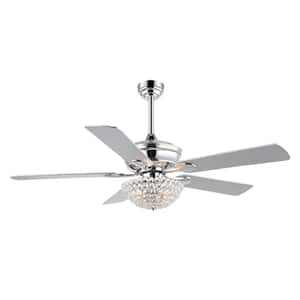 Cammy 52 in. Chrome 3-Light Traditional Transitional Iron Includes Remote LED Ceiling Fan