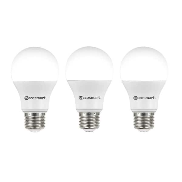 EcoSmart 60-Watt Equivalent A19 Non-Dimmable LED Light Bulb Soft White (3-Pack)