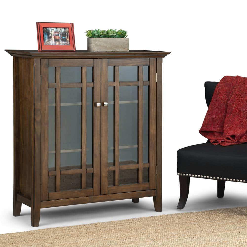 Rustic Natural Aged Brown Freestanding Office Storage Cabinet with Adjustable Shelving