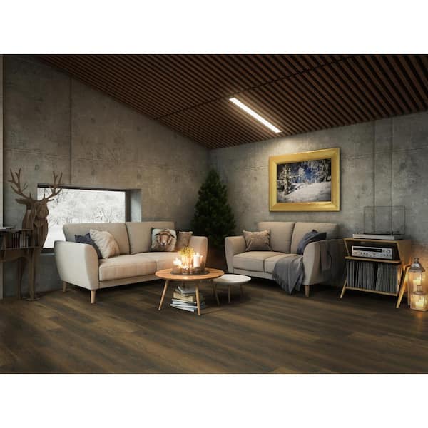 Aged Walnut 12 MIL x 7 in. W x 48 in. L Waterproof Click Lock Luxury Vinyl Plank Flooring (23.8 sq. ft./case)