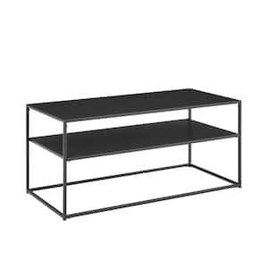 Braxton Matte Black Rectangle Metal Coffee Table with Shelf