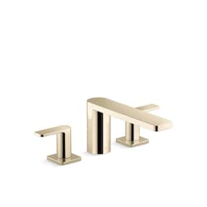 Parallel Deck-Mount Double Handle Bath Faucet in Vibrant French Gold