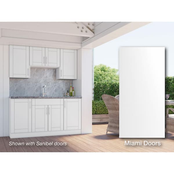 Miami Shell White 22-Piece 67.25 in. x 84 in. x 25 in. Outdoor Kitchen Cabinet Set