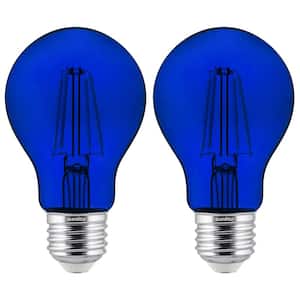 60-Watt Equivalent A19 Dimmable Filament E26 Medium Base LED Light Bulb in Blue (2-Pack)