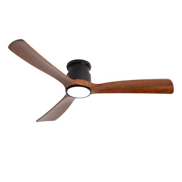 Raccroc 52in. Dimmable LED Indoor/Outdoor Brown Wood Smart Ceiling Fan with Light and 6-Speed Remote