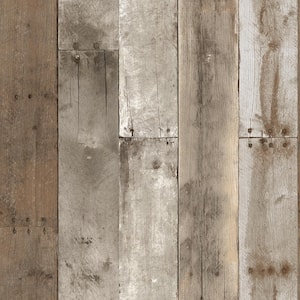 Repurposed Wood Weathered Peel and Stick Wallpaper (Covers 28 sq. ft.)