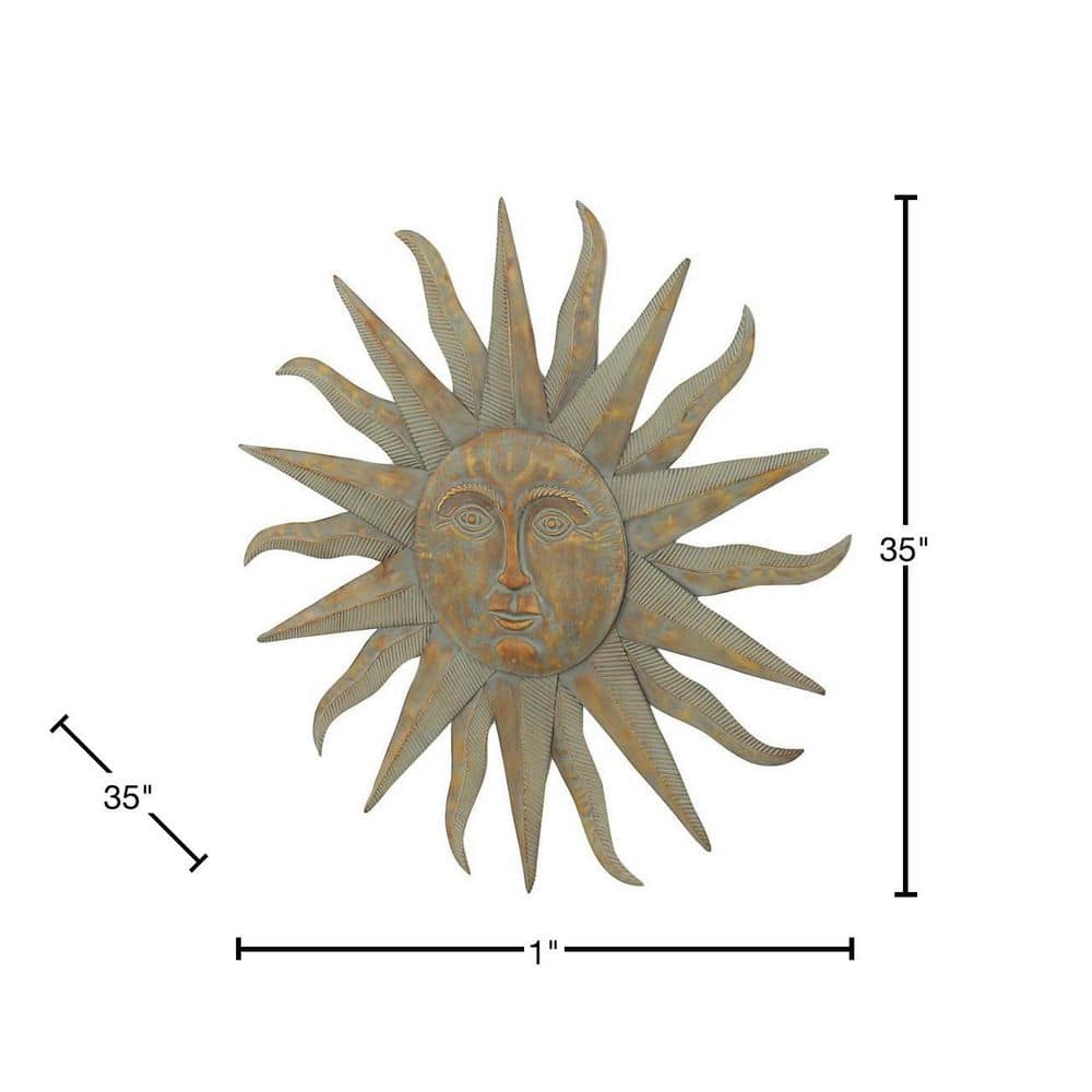 Gold Distressed Metal Sunburst Wall Sculpture