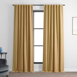 Trinket Gold Textured Bellino Room Darkening Curtain - 50 in. W x 84 in. L Rod Pocket with Back Tab Single Curtain Panel
