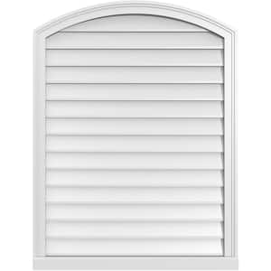 32 in. x 42 in. Arch Top Surface Mount PVC Gable Vent: Functional with Brickmould Sill Frame