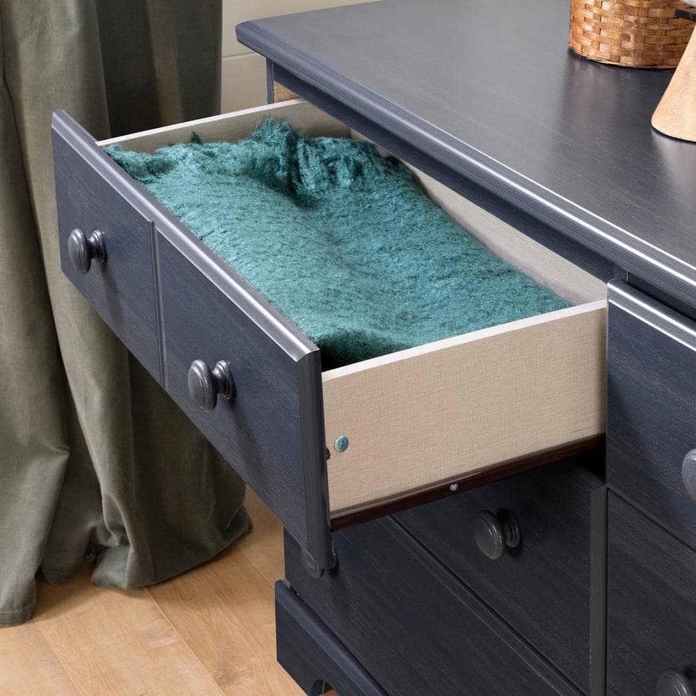 Blueberry Coastal Double Dresser with Six Drawers