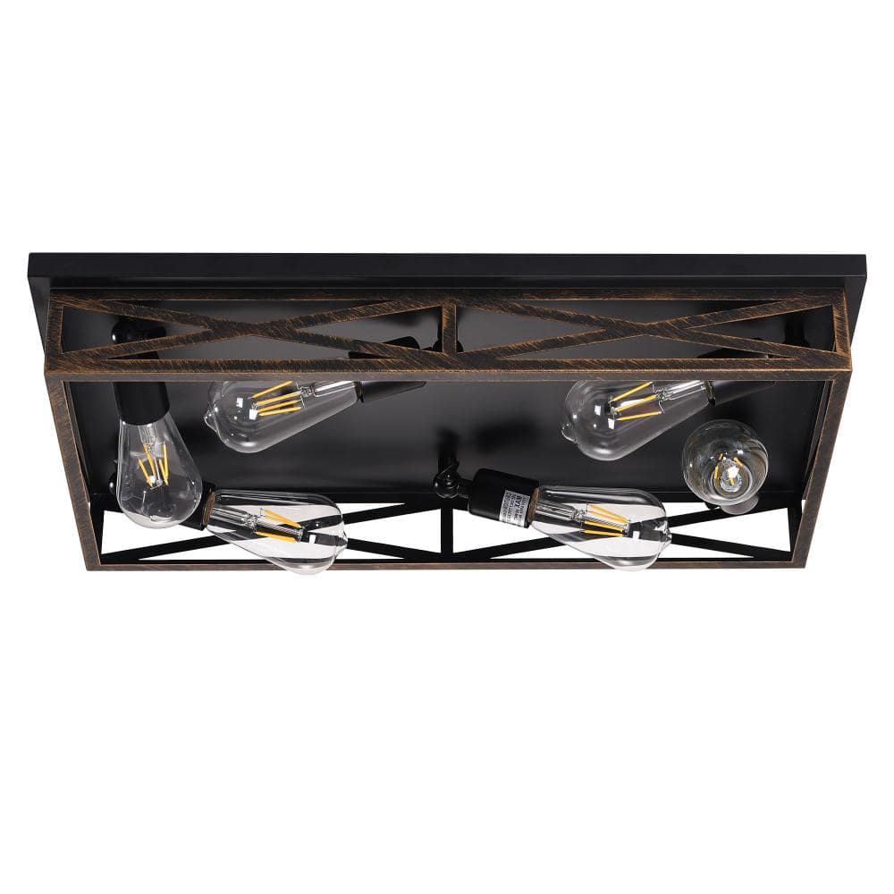 1-Pack 6-light Brushed Black Gold Farmhouse Flush Mount Light Fixture,Flush Mount Ceiling Light Fixture price history on PriceWatchPro