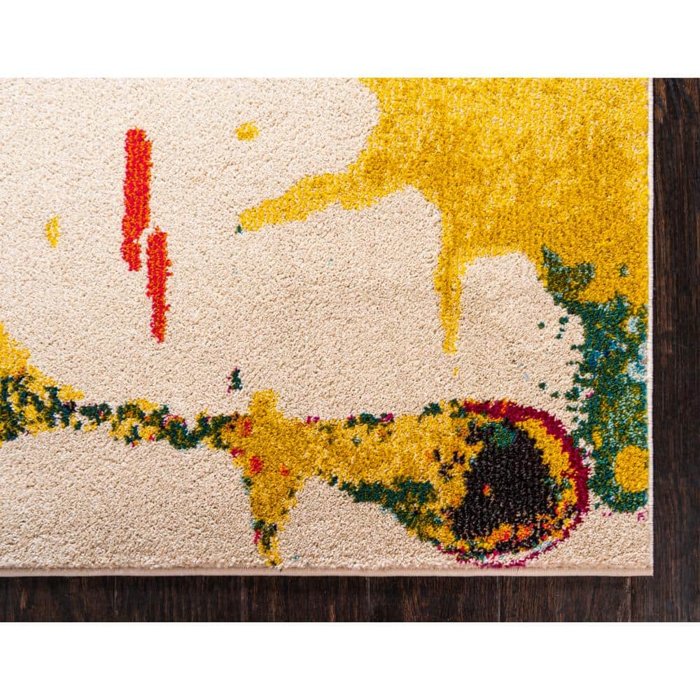Catalan Beige and Multicolor Abstract Rectangular Area Rug