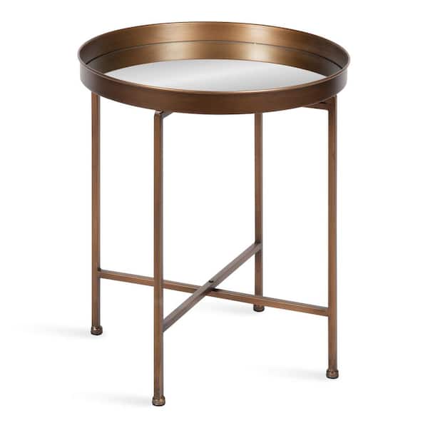 Kate and Laurel Celia 18.25 in. Bronze Round Glass End Table