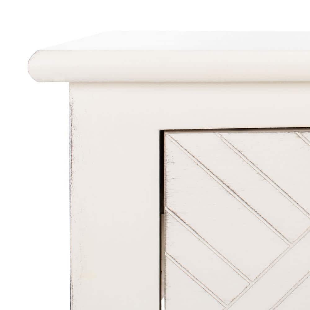 Distressed White Wooden Console Table with 3 Drawers and Storage Shelf