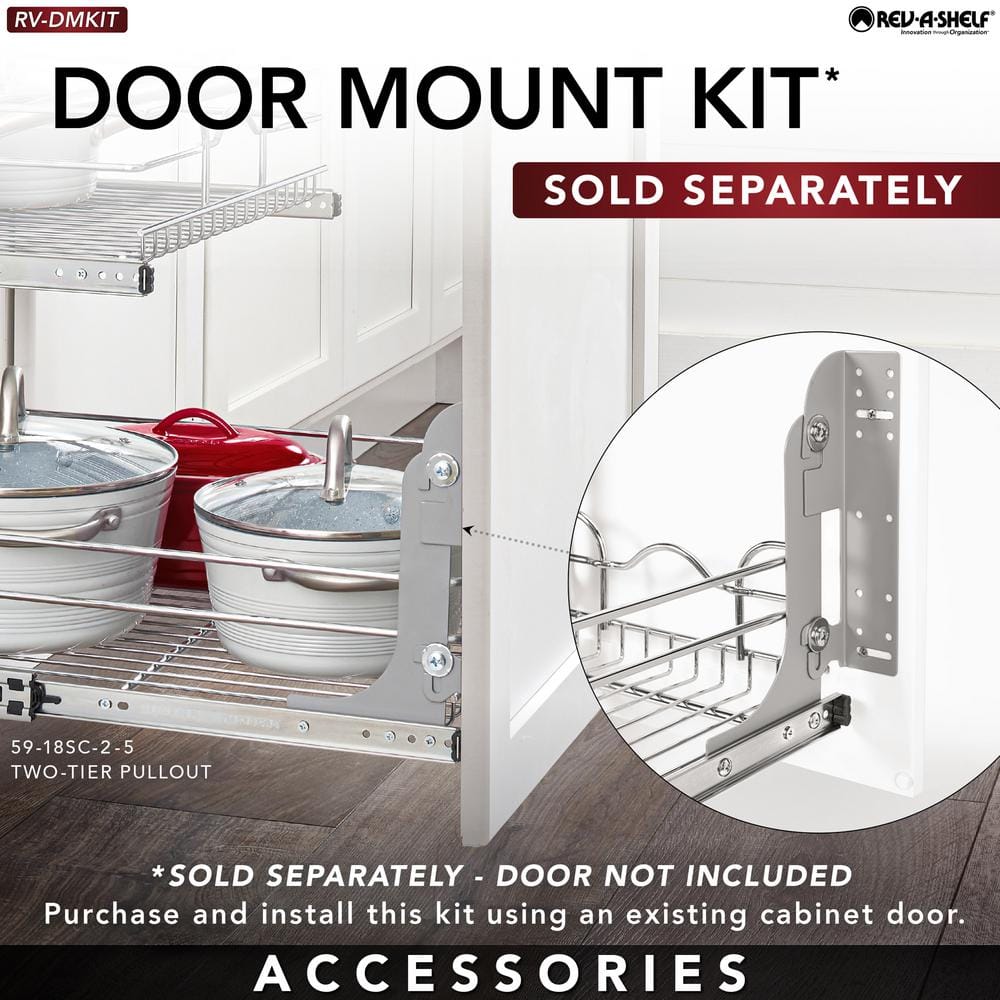 Chrome 2-Tier Wire Basket Pull Out Shelf for Kitchen Cabinets