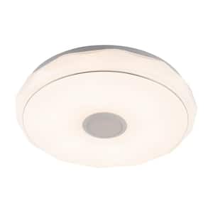 15.7 in. White Modern RGB Integrated LED Flush Mount Ceiling Light with Remote for Bedroom Living Room