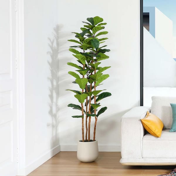 DR.Planzen 6 ft. Artificial Fiddle Leaf Fig Tree with Realistic