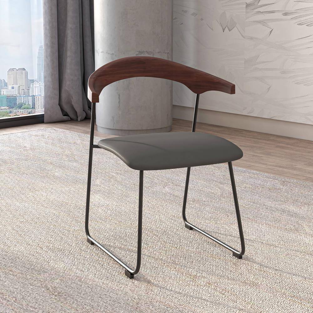 Leisuremod Lyra Modern Dining Chair Upholstered in Faux Leather with ...